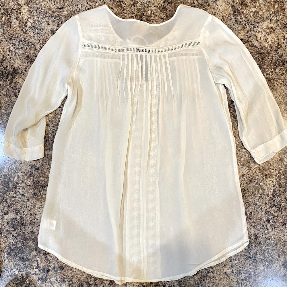 Johnny Was Top Antique White 3/4 Sleeve Vintage NWT - Picture 2 of 7
